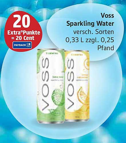 Voss Sparkling Water – verschiedene Sorten 0,33 L zzgl. Pfand