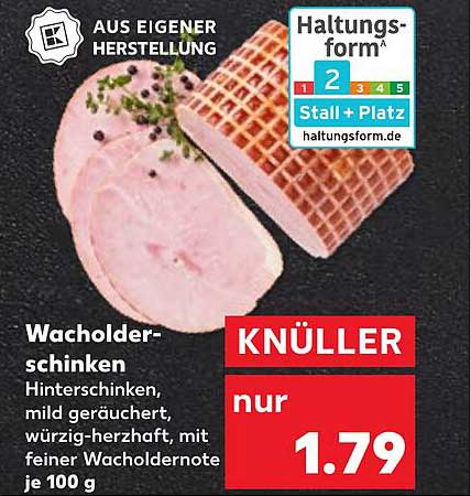 Wacholder-Schinken - Hinterschinken, mild geräuchert, würzig-herzhaft, mit feiner Wacholdernote je 100 g