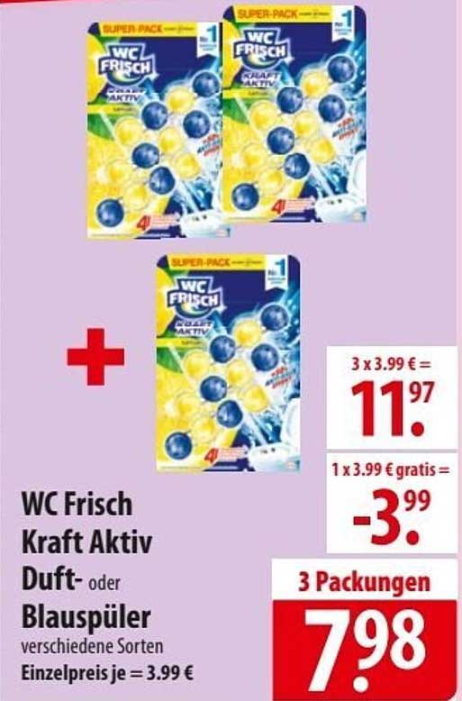 WC Frisch Kraft Aktiv Duft- oder Blaupüler, 3 Packungen