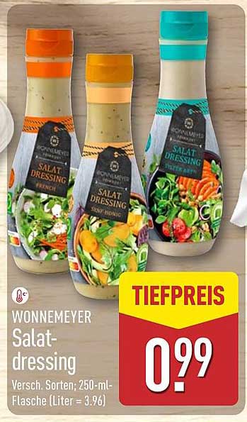 WONNEMEYER Salat-Dressing, verschiedene Sorten, 250-ml-Flasche