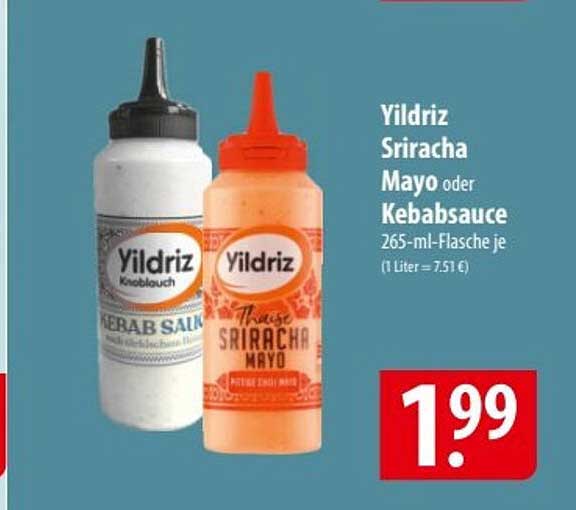 Yildriz Sriracha Mayo oder Kebabsauce 265-ml-Flasche je