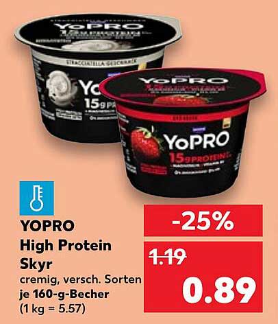 YOPRO High Protein Skyr - 160-g-Becher, verschiedene Sorten