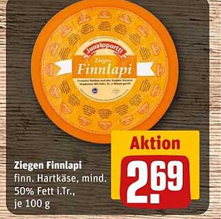 Ziegen Finnlappi - finn. Hartkäse, mind. 50% Fett i.Tr., je 100 g
