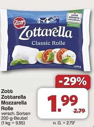 Zott Zottarella Mozzarella Rolle 200g - Vielfalt für jede Gelegenheit