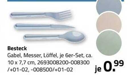 Besteck Gabel, Messer, Löffel, je 6er-Set