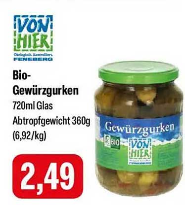Bio-Gewürzgurken 720ml Glas