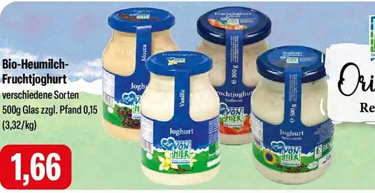 Bio-Heumilch-Fruchtjoghurt verschiedene Sorten 500g Glas