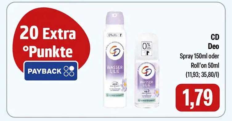 CD Deo Spray 150ml oder Roll’on 50ml