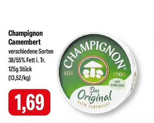 Champignon Camembert verschiedene Sorten 38/55% Fett i. Tr. 125g Stück