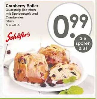 Cranberry Boller - Quarkteig-Brötchen mit Speisequark und Cranberries