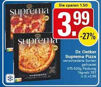 Dr. Oetker Suprema Pizza verschiedene Sorten gefrostet 475-520g
