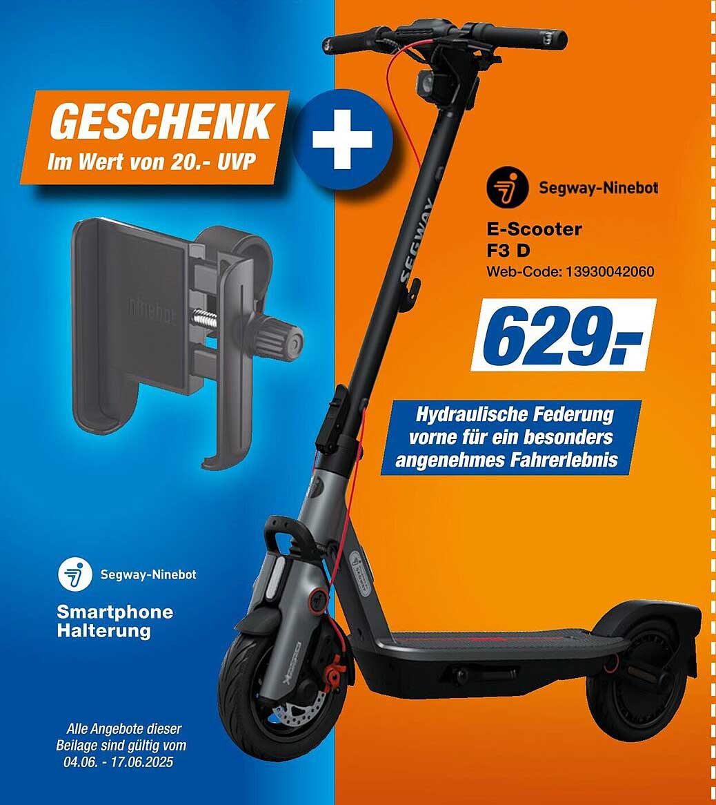 E-Scooter F3 D von Segway-Ninebot – 629,- Euro