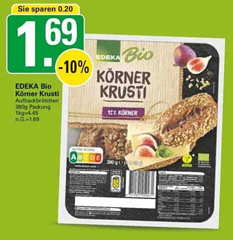 EDEKA Bio Körner Krusti Aufbackbrötchen 380g