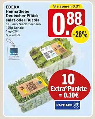 EDEKA Heimatliebe Deutscher Pflücksalat oder Rucola 125g Schale