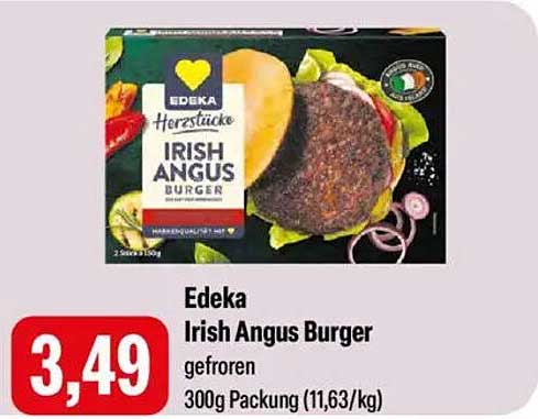 Edeka Irish Angus Burger gefroren 300g (11,63€/kg)