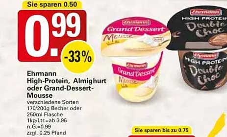 Ehrmann High-Protein, Almhurt oder Grand-Dessert-Mousse