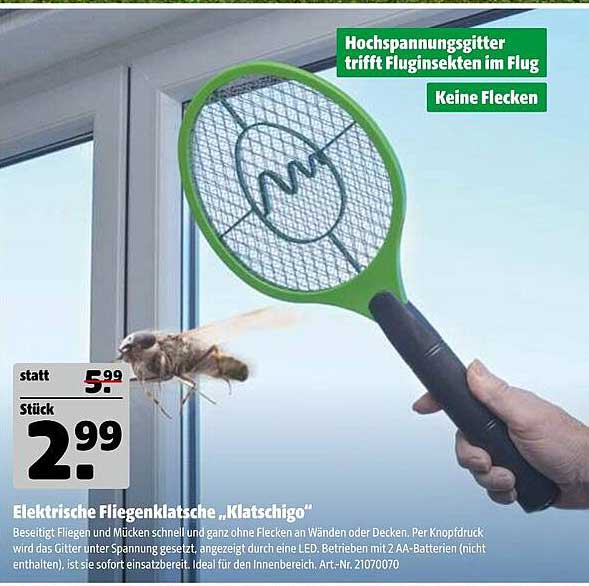 Elektrische Fliegenklatsche „Klatschigo“