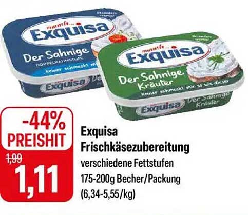 Exquisa Frischkäsezubereitung verschiedene Fettstufen 175-200g Becher/Packung