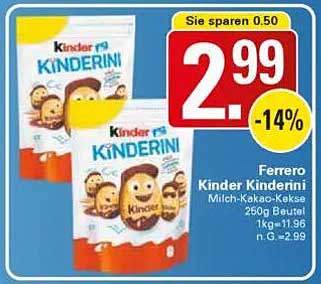 Ferrero Kinder Kindersini Milch-Kakao-Kekse 250g Beutel