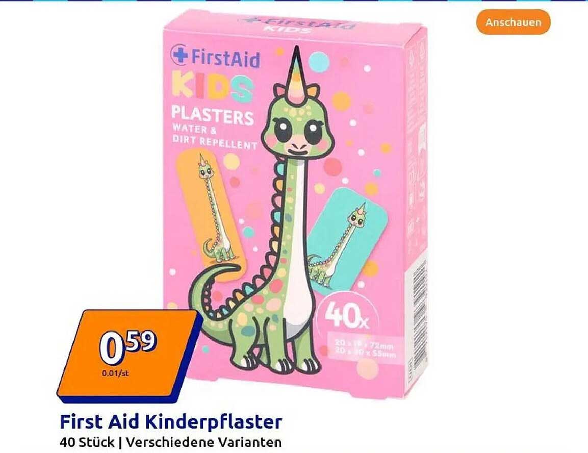First Aid Kinderpflaster - 40 Stück in verschiedenen Varianten