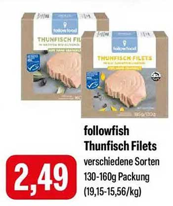 followfish Thunfisch Filets verschiedene Sorten 130-160g Packung