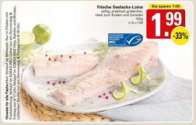 Frische Seelachs-Loins