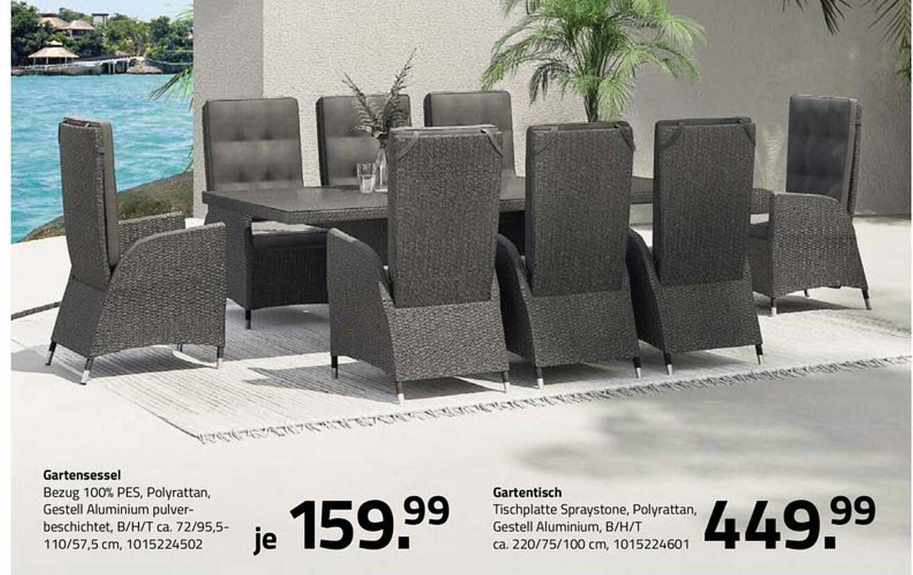 Gartenstuhl und Gartentisch aus Poly-Rattan