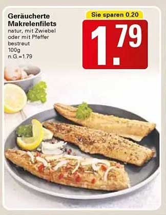 Geräucherte Makrelenfilets - natur, mit Zwiebel oder mit Pfeffer bestreut
