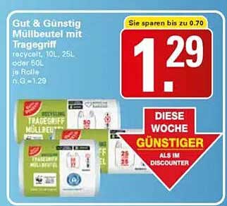 Gut & Günstig Müllbeutel mit Tragegriff