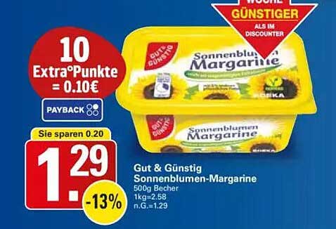 Gut & Günstig Sonnenblumen-Margarine 500g