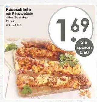 Käse-Schleife mit Röstzwiebeln oder Schinken - Stück