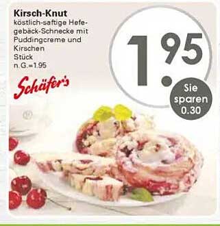 Kirsch-Knut - köstlich-saftige Hefegeschmack-Schnecke mit Puddingcreme und Kirschen