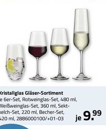 Kristallglas Gläser-Sortiment 6er-Set