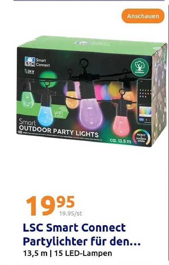 LSC Smart Connect Partylichter für den Außenbereich, 13,5 m | 15 LED-Lampen