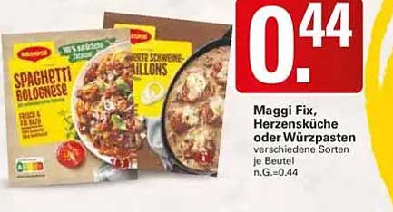 Maggi Fix, Herzensküche oder Würzpasteten