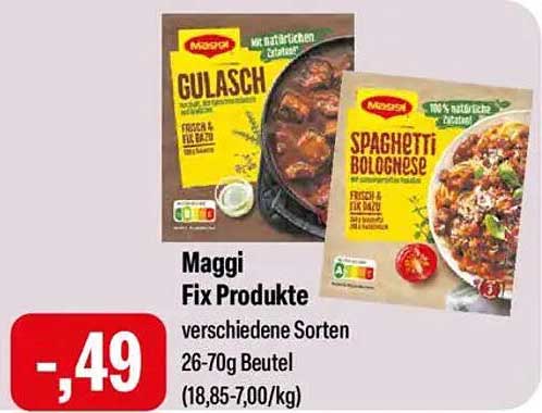 Maggi Fix Produkte - Gulasch und Spaghetti Bolognese