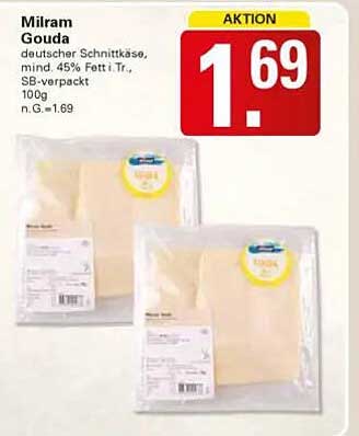 Milram Gouda deutscher Schnittkäse, mind. 45% Fett i. Tr., SB-verpackt, 100g