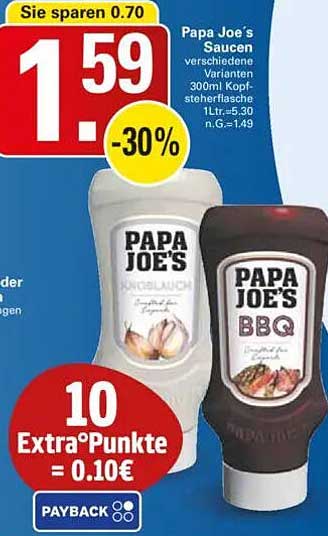 Papa Joe's Saucen - verschiedene Varianten 300ml (Kopfsteflasche)