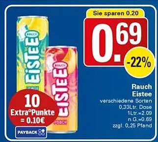 Rauch Eistee verschiedene Sorten 0,33 l Dose