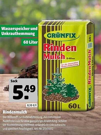 Rindenmulch 60 Liter - Preis nur 5,49 €