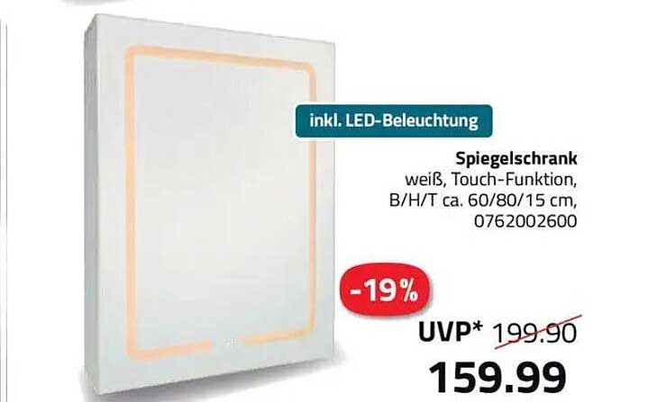 Spiegelschrank mit LED-Beleuchtung - inklusive Touch-Funktion