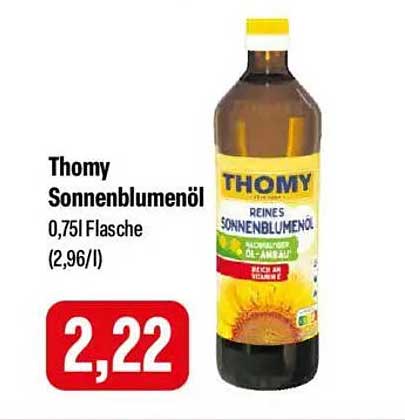 Thomy Sonnenblumenöl 0,75L Flasche (2,96€/l)