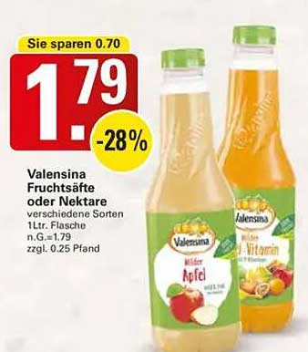 Valensina Fruchtsäfte oder Nektare 1L Flasche - verschiedene Sorten