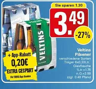 Veltins Pilsener – 6er Träger für 3,49 €