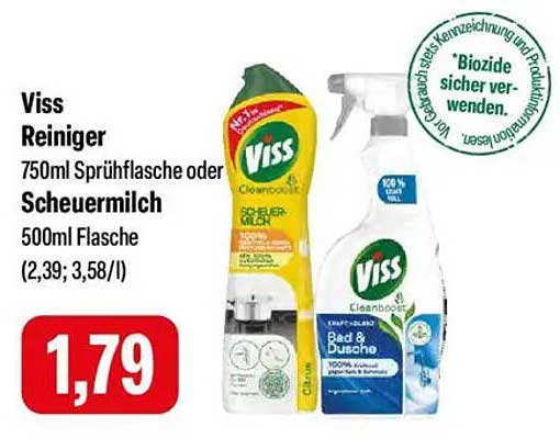 Viss Reiniger 750ml Sprühflasche oder Scheuermilch 500ml Flasche