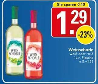 Weinschorle weiß oder rosé 1L Flasche