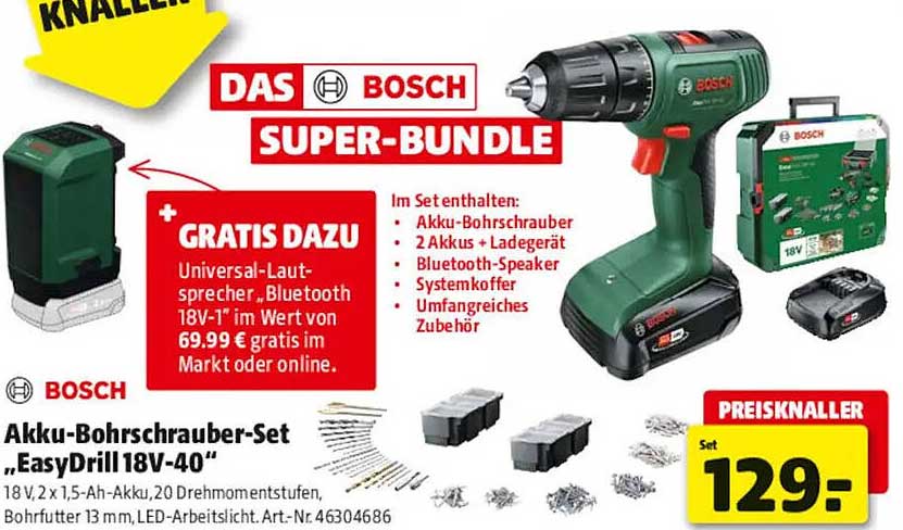 Akku-Bohrschrauber-Set „EasyDrill 18V-40“