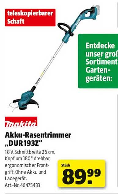 Akku-Rasentrimmer „DUR193Z“