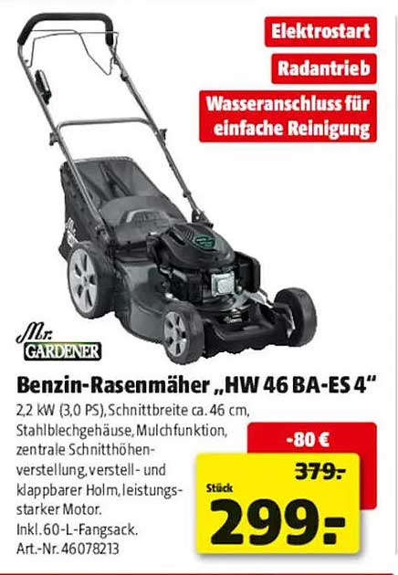 Benzin-Rasenmäher „HW 46 BA-ES 4“
