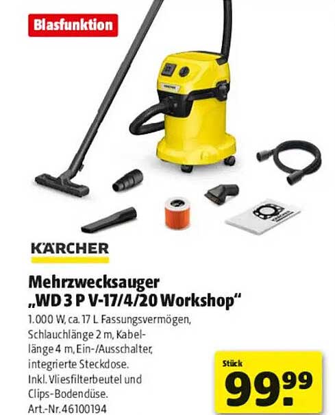 Mehrzwecksauger „WD 3 P V-17/4/20 Workshop“